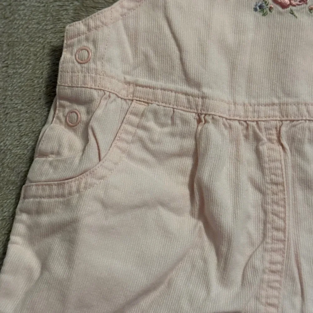Vintage Gymboree Pink Corduroy Rose Floral Ruffle Overalls 0-3 Months 2002